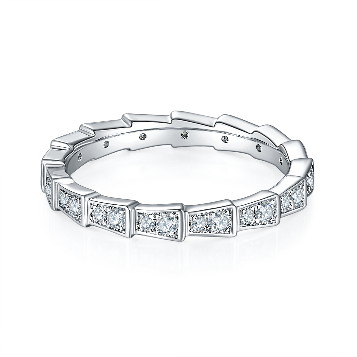 Mechanical snake S925 silver plated platinum Moissanite 50 points D-grade
